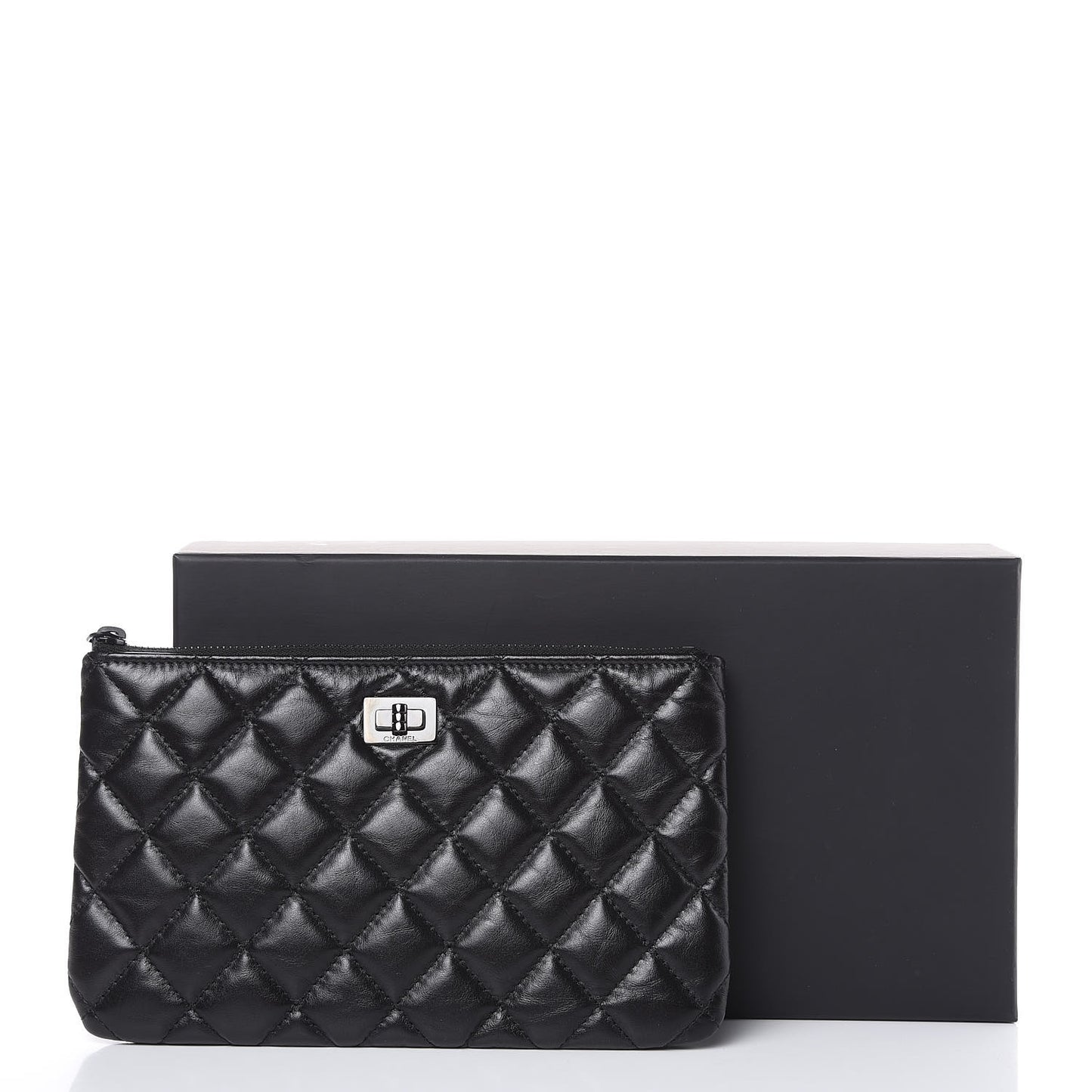 Aged Calfskin Quilted Medium Reissue Cosmetic Case So Black