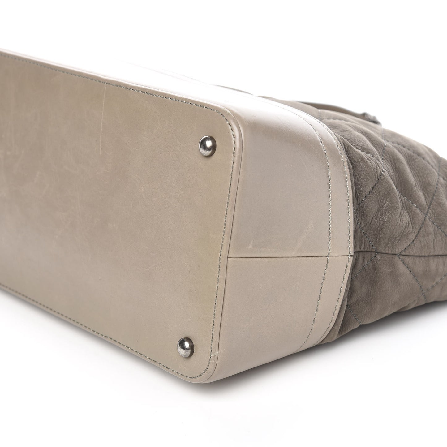 Iridescent Calfskin Quilted VIP Shopping Tote Grey