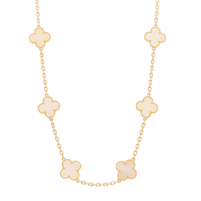 Van Cleef & Arpels 18K Yellow Gold Mother of Pearl 10 Motifs Vintage Alhambra Necklace 3 of 12