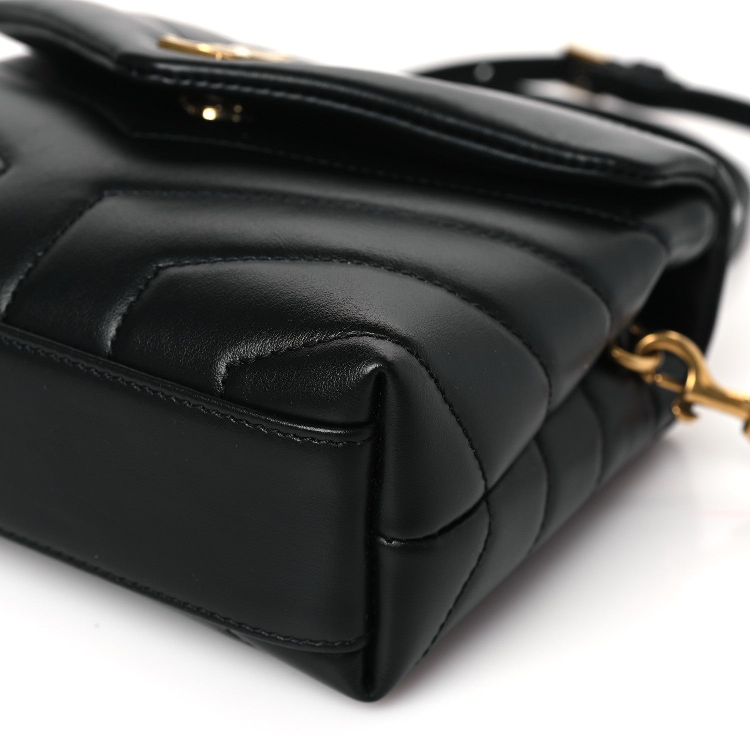 Saint Laurent Calfskin Y Quilted Monogram Toy Loulou Crossbody Bag Black 8 of 9