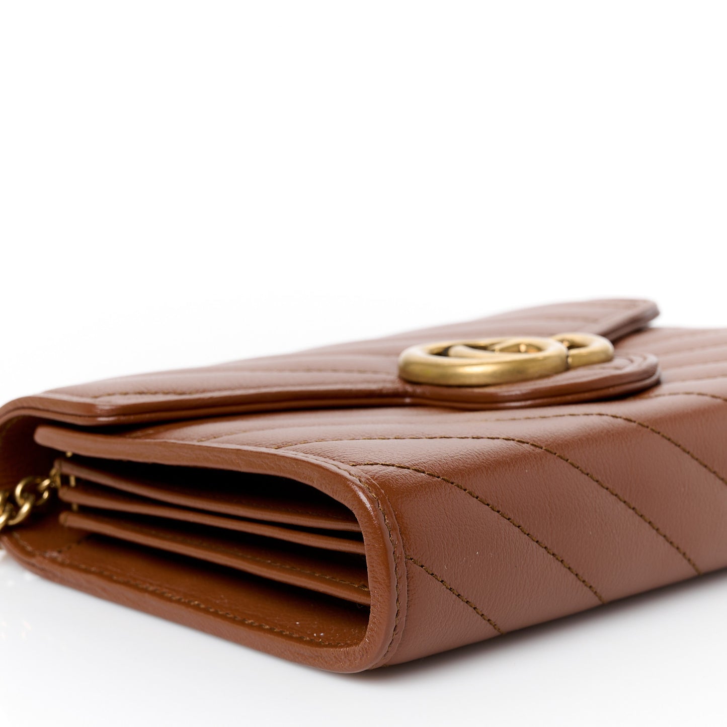 Azalea Calfskin Matelasse Diagonal GG Marmont Chain Wallet Cuir