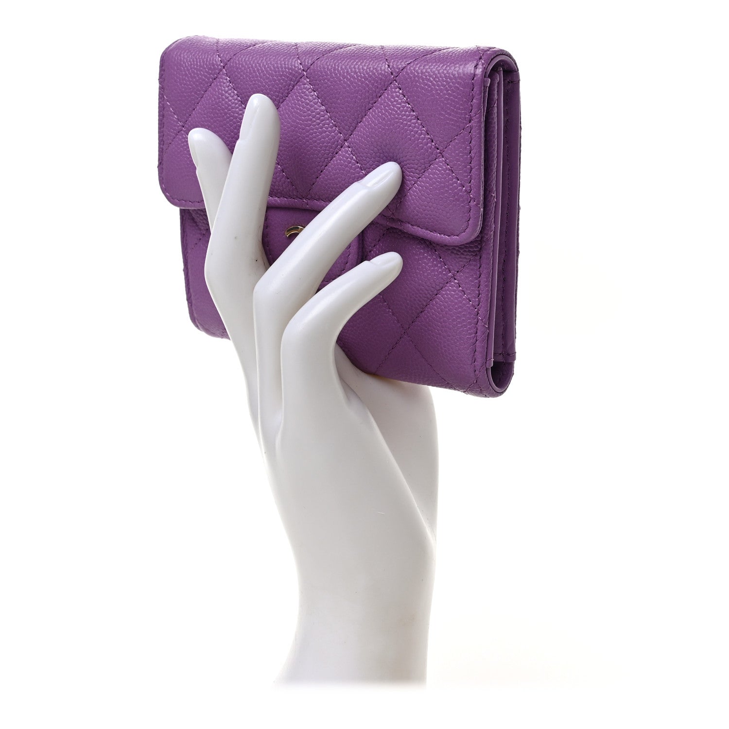 Chanel Caviar Quilted Compact Flap Wallet Purple 2 of 6