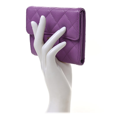 Chanel Caviar Quilted Compact Flap Wallet Purple 2 of 6