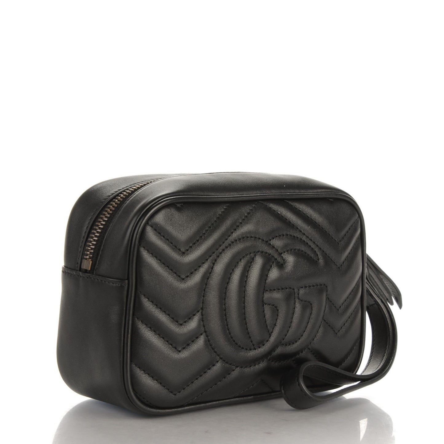 Calfskin Matelasse Mini GG Marmont Wrist Wallet Black