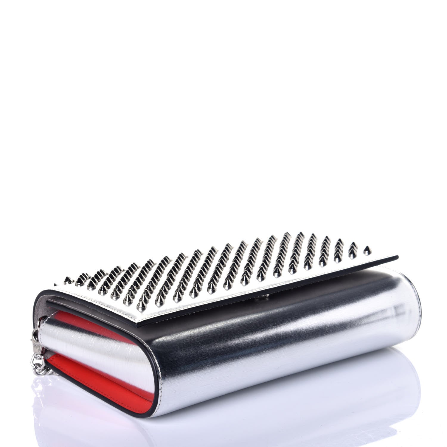 Christian Louboutin Metallic Calfskin Spikes Multimetal Paloma Clutch Silver 4 of 9