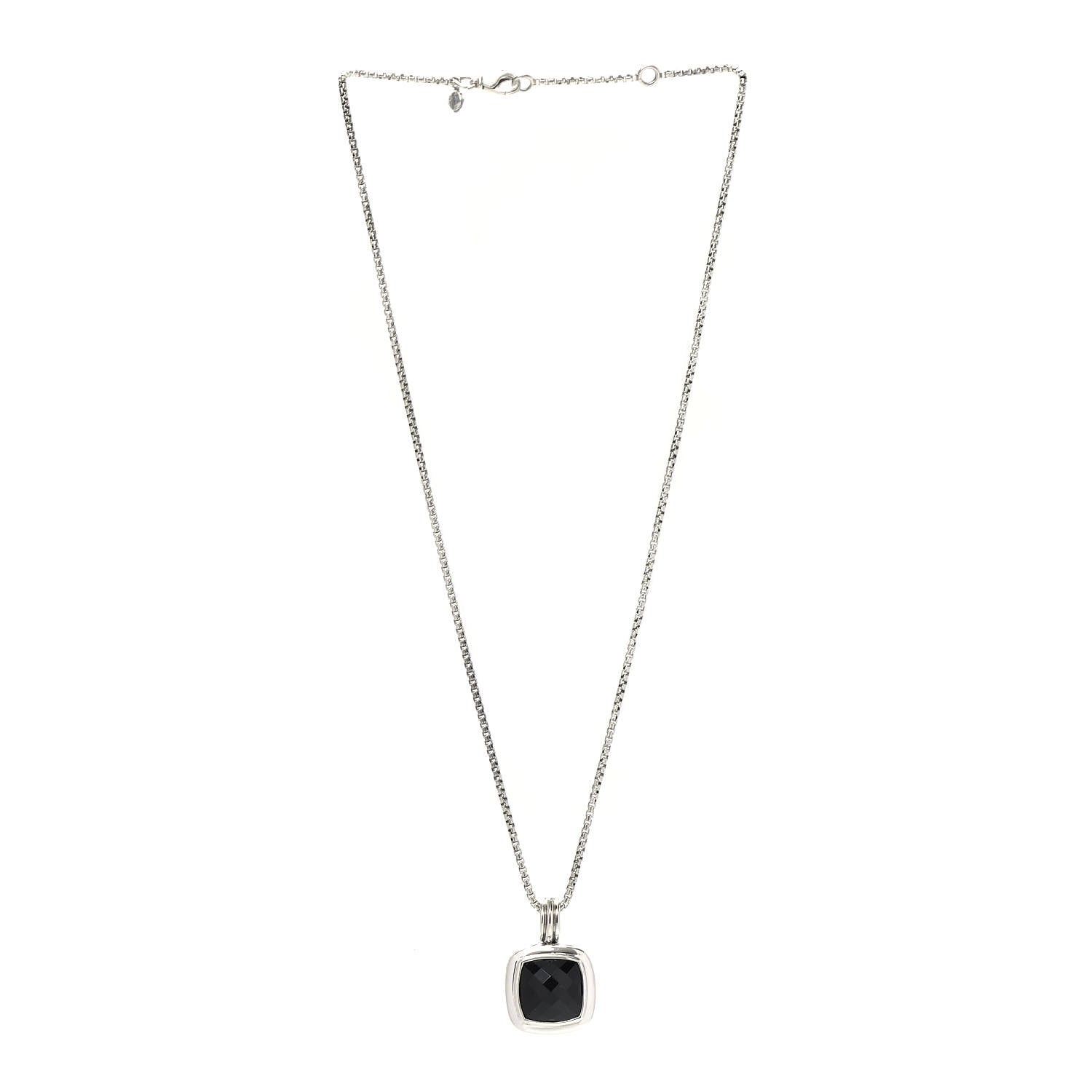 David Yurman Sterling Silver Black Onyx 11mm Albion Pendant Necklace 3 of 5