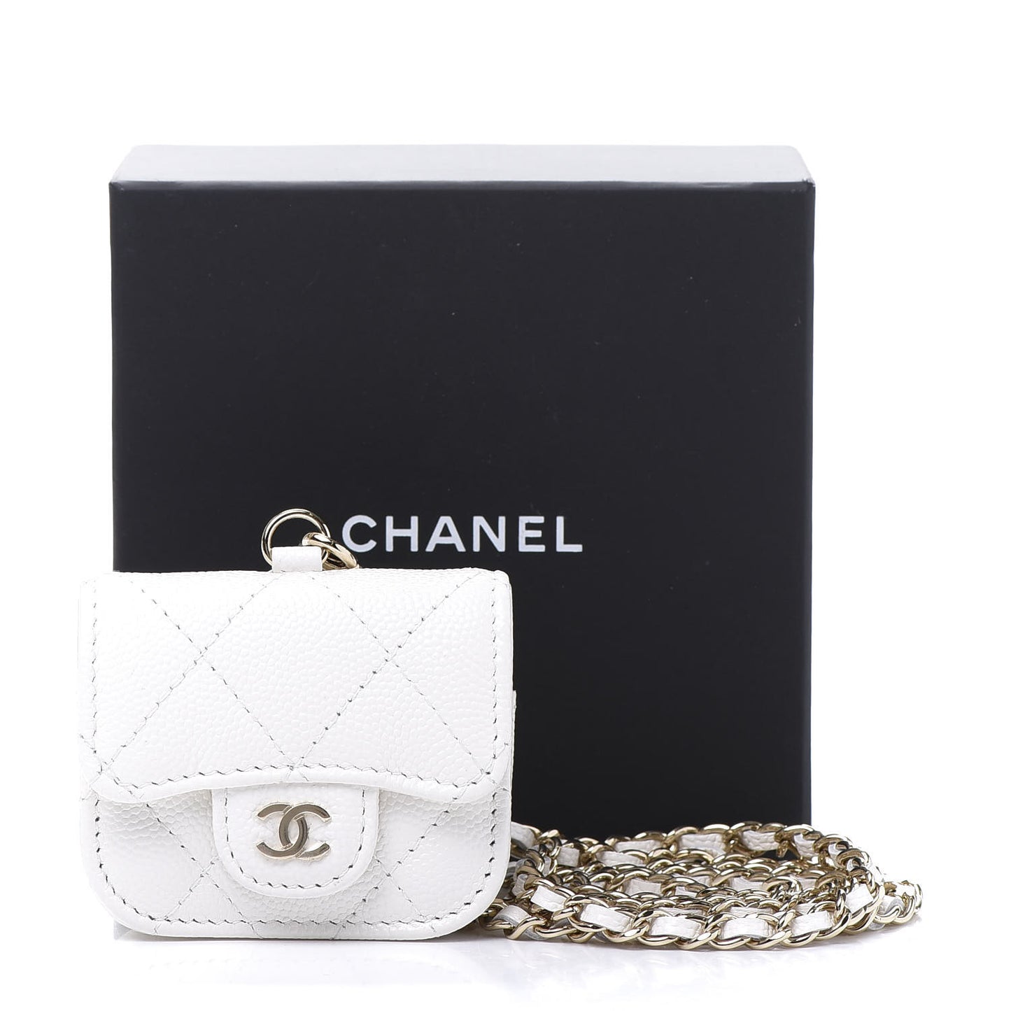 Caviar Quilted Airpods Pro Case White