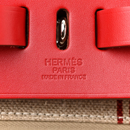 Hermes Vache Hunter Toile H Vibration Herbag a Dos Retourne Backpack Bordeaux Ficelle Rouge Piment 7 of 11