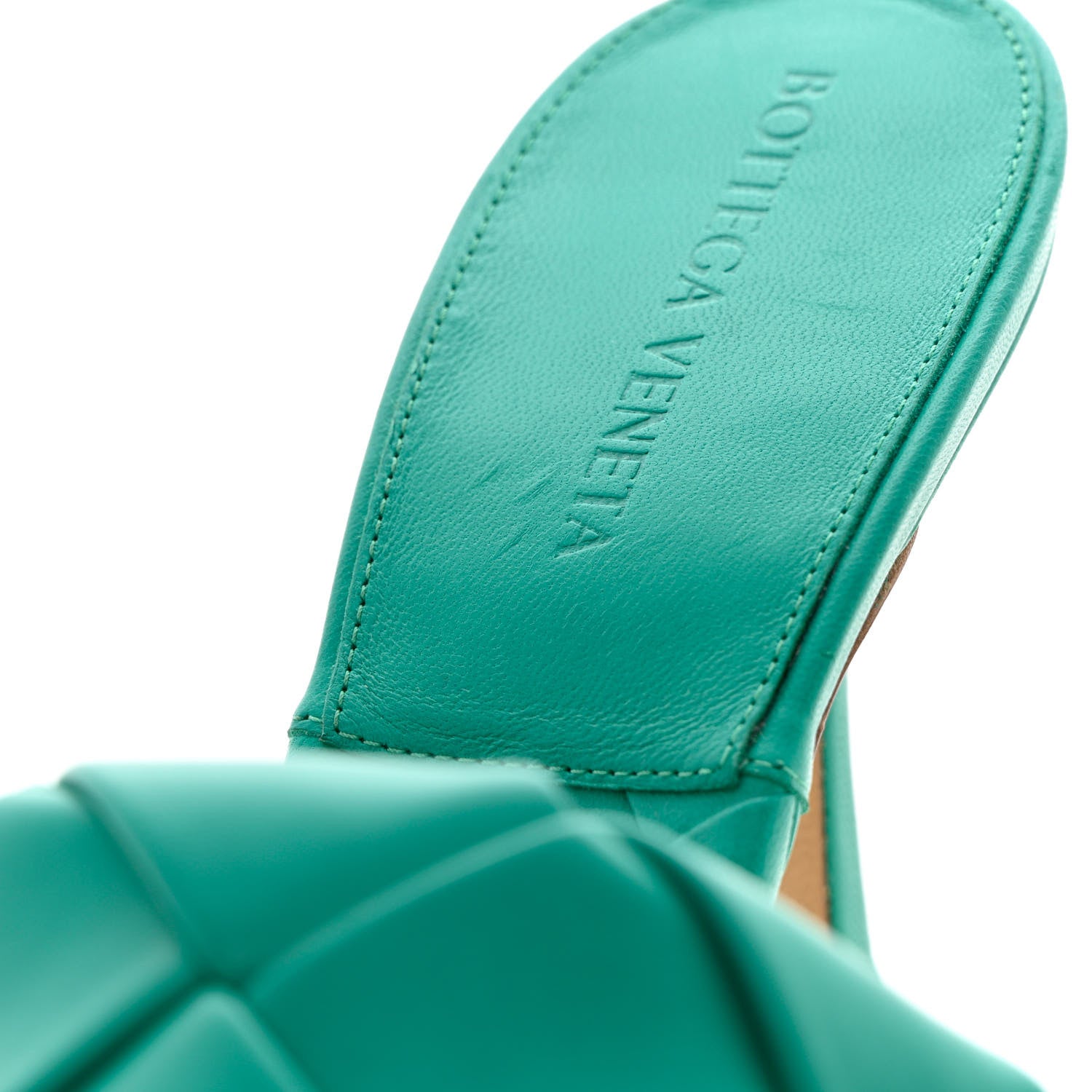 Bottega Veneta Nappa Maxi Intrecciato Lido 90mm Mule Sandals 38 Acid Turquoise 8 of 9