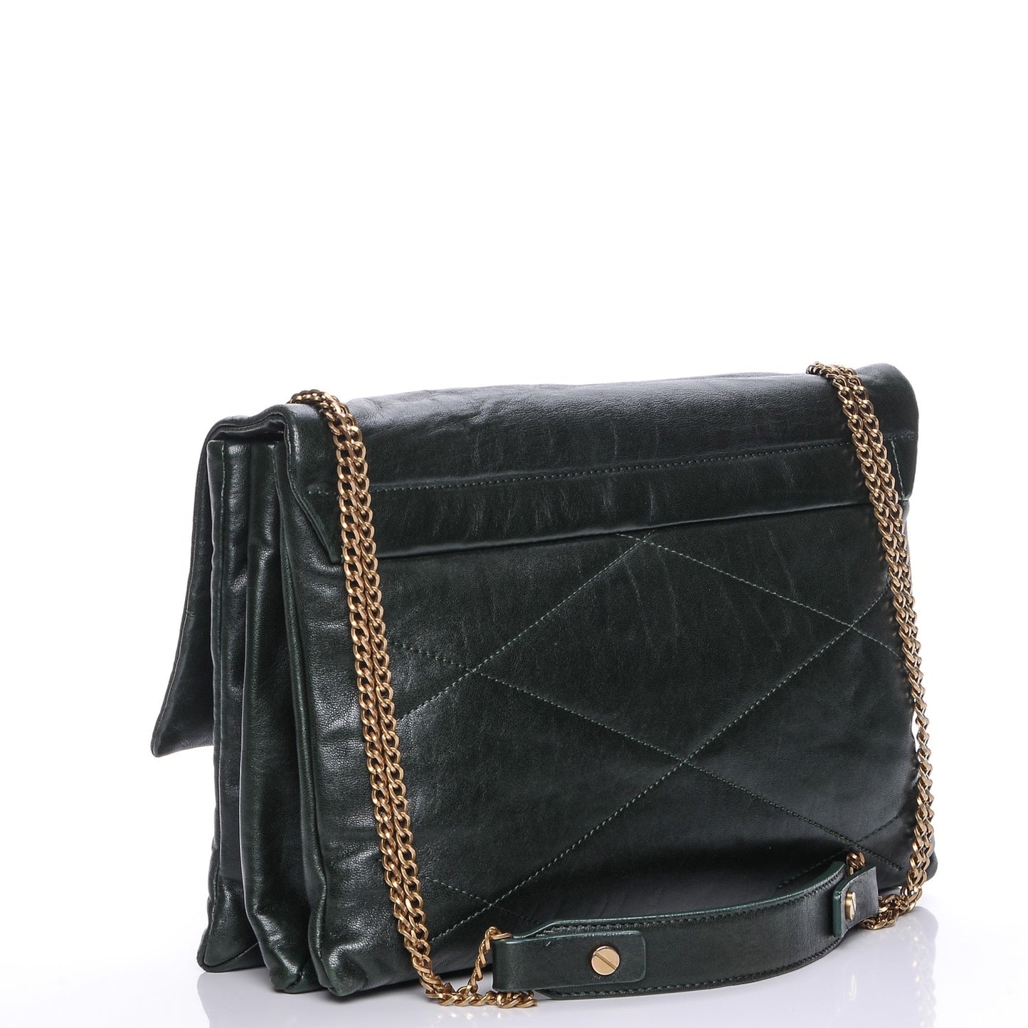 Lambskin Quilted Medium Sugar Flap Shoulder Bag Bottle Green
