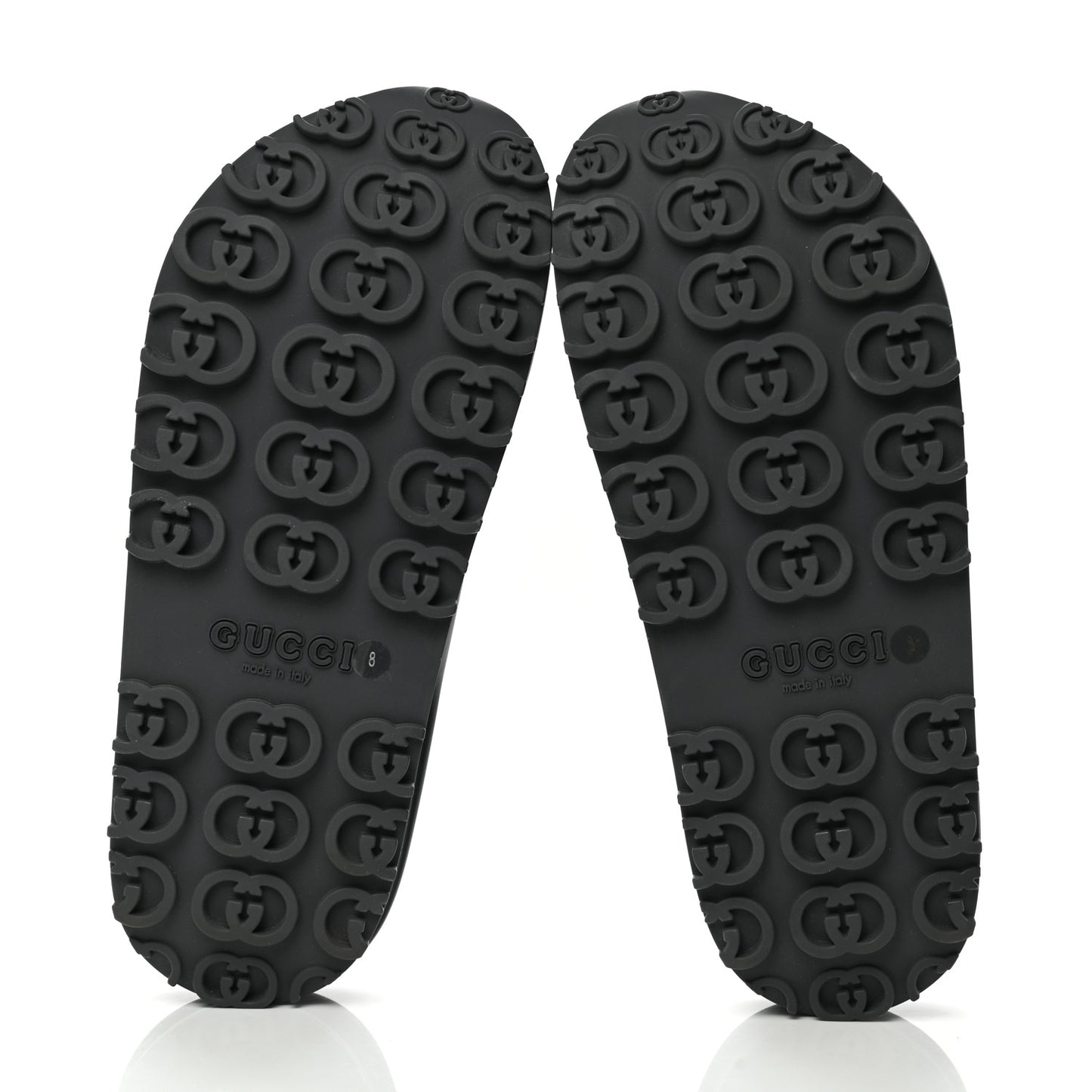 Soft Rubber Mens Interlocking G Platform 42mm Slide Sandals 8 Black