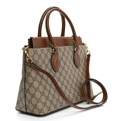 Gucci GG Supreme Monogram Small Zip Top Tote Beige Tuscany 3 of 11