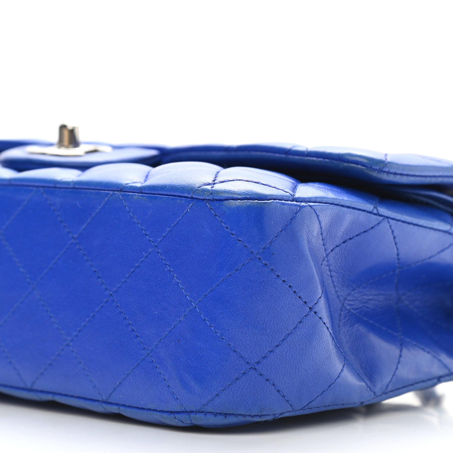 Lambskin Quilted Medium Double Flap Blue