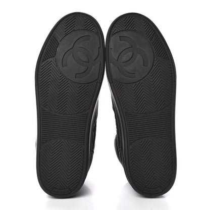Chanel Nylon Lambskin Womens Logo High Top Sneakers 39 Black 5 of 11