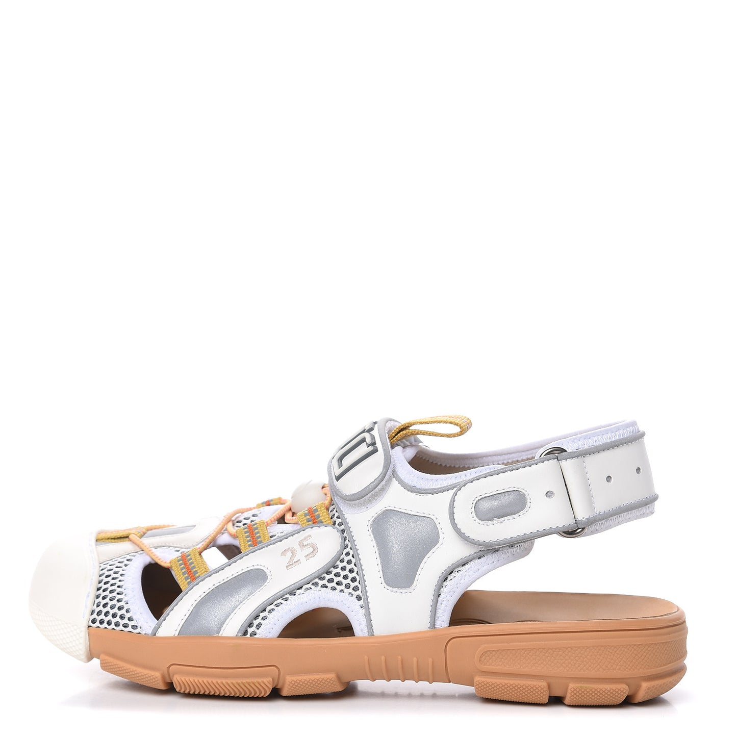 Mesh Fabric Tinsel Sport Sandals 40 White Silver