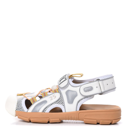 Gucci Mesh Fabric Tinsel Sport Sandals 40 White Silver 1 of 7