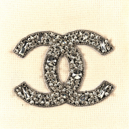 Chanel Cashmere Crystal CC Scarf White 3 of 4