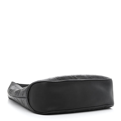 Salvatore Ferragamo Calfskin Embossed Gancini Margot Hobo Black 5 of 11