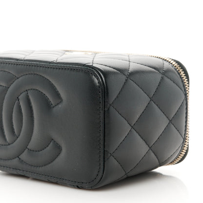 Chanel Lambskin Quilted Small Top Handle Vanity Case With Chain Black 10 of 12