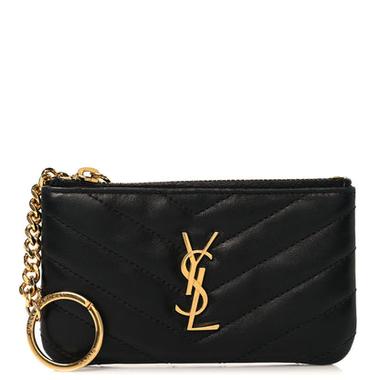 Saint Laurent Calfskin Matelasse Monogram Key Pouch Black 1 of 8