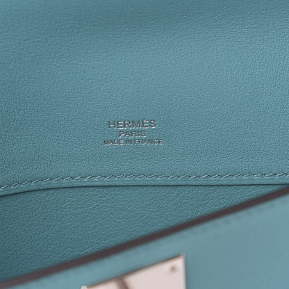 Hermes Swift Kelly Cut Clutch Pochette Bleu Paon 7 of 9