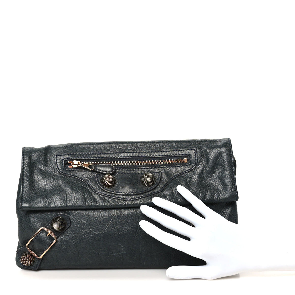 Agneau Giant 21 Rose Gold Hardware Envelope Clutch Anthracite