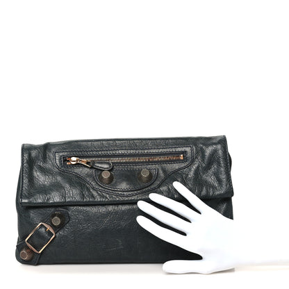 Balenciaga Agneau Giant 21 Rose Gold Hardware Envelope Clutch Anthracite 2 of 12
