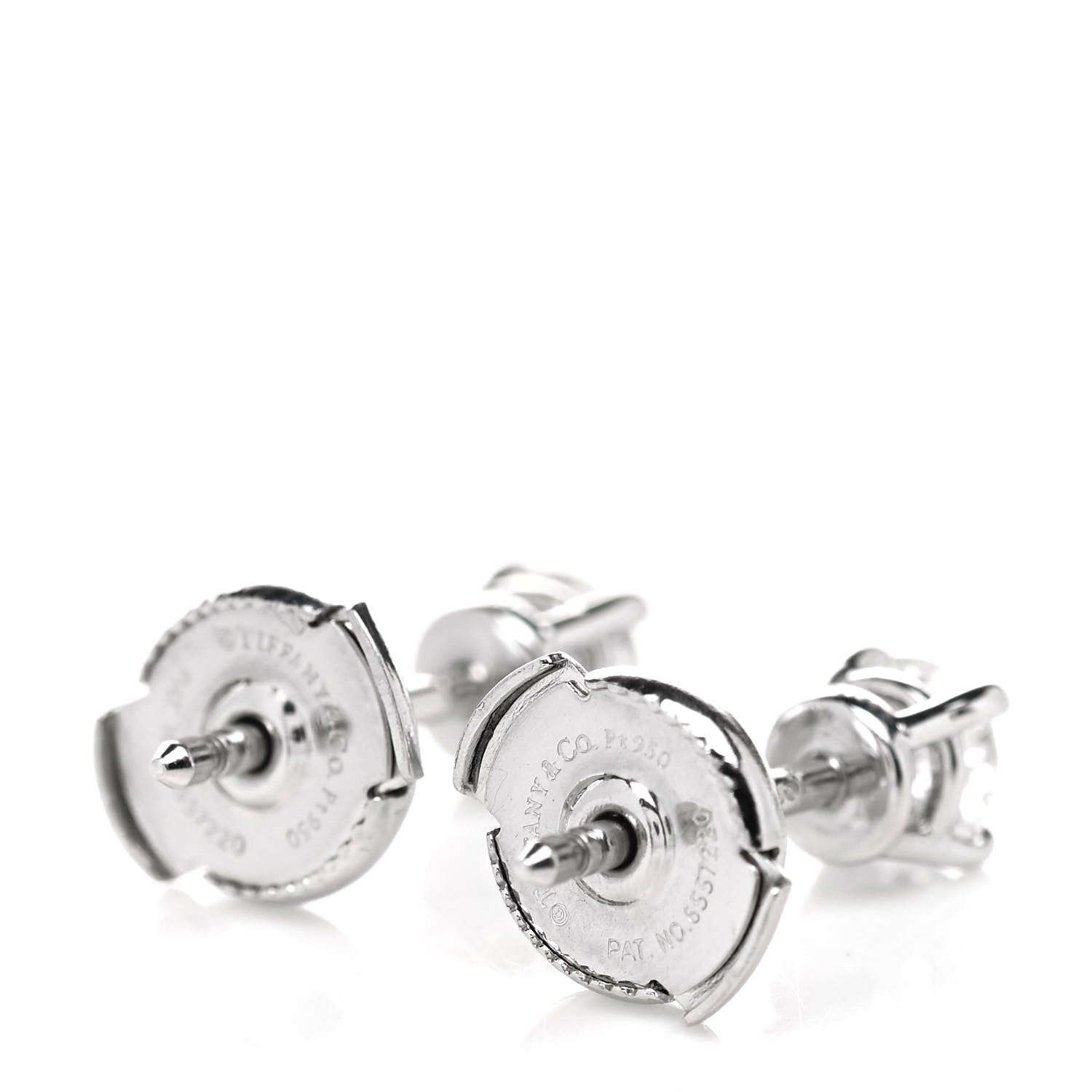 Tiffany Platinum Diamond .63ctw Solitaire Earrings 3 of 6