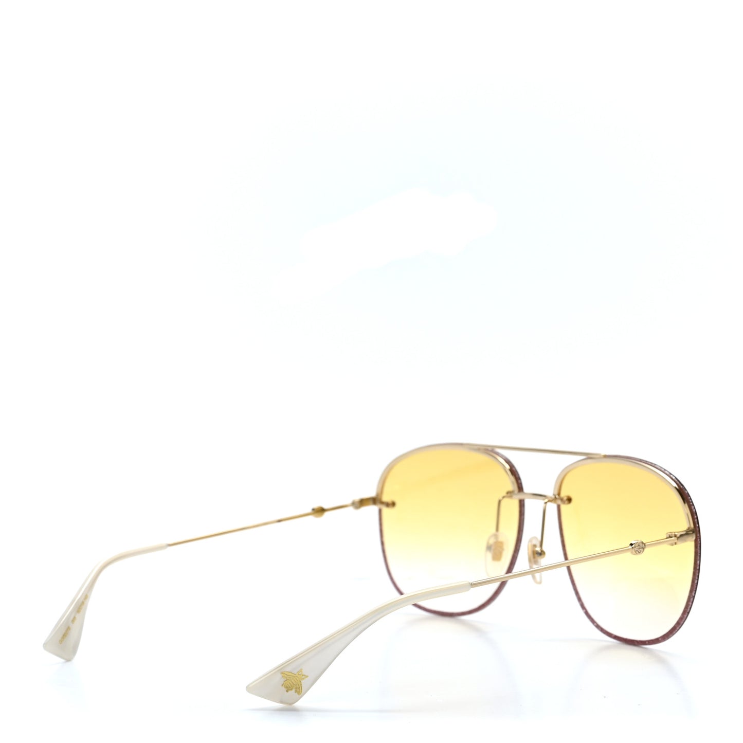 Metal Glitter Aviator Sunglasses G0227S Brown Gold