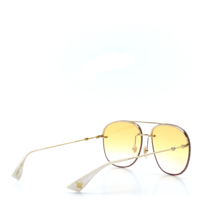 Gucci Metal Glitter Aviator Sunglasses G0227S Brown Gold 4 of 8