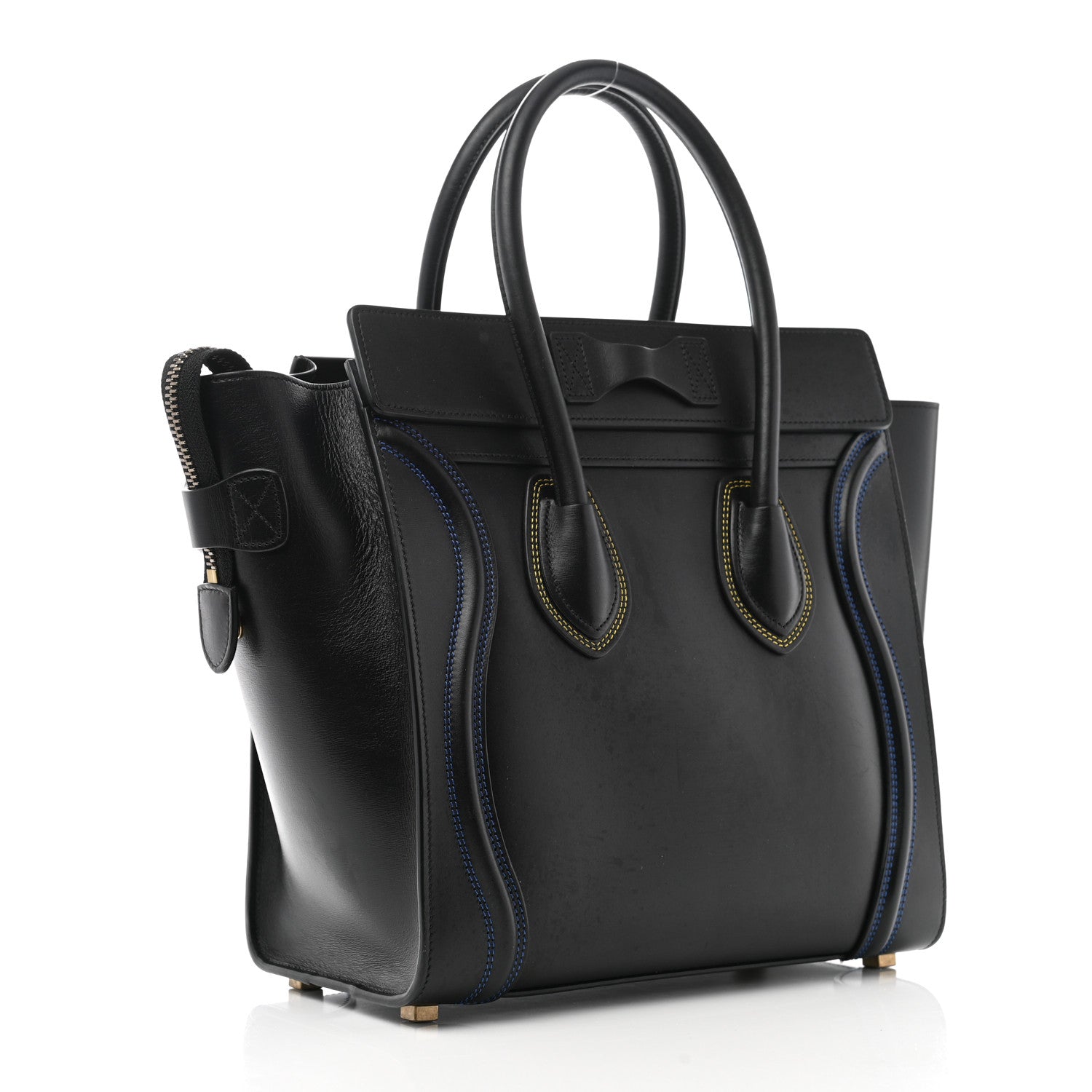 Celine Smooth Calfskin Multicolor Double Stitching Micro Luggage Black 3 of 10