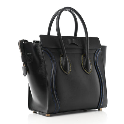 Celine Smooth Calfskin Multicolor Double Stitching Micro Luggage Black 3 of 10
