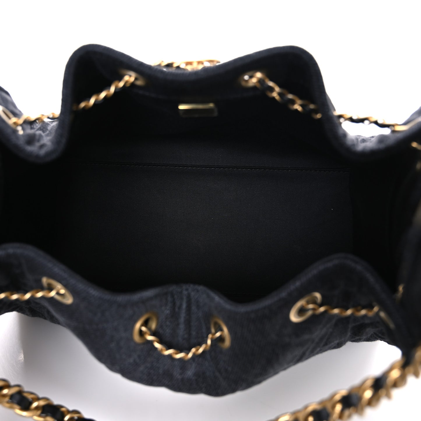 Washed Denim Quilted Small Chanel 25 Handbag Black