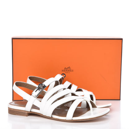 Hermes Patent Epsom Marine Sandals 35.5 White 13 of 13
