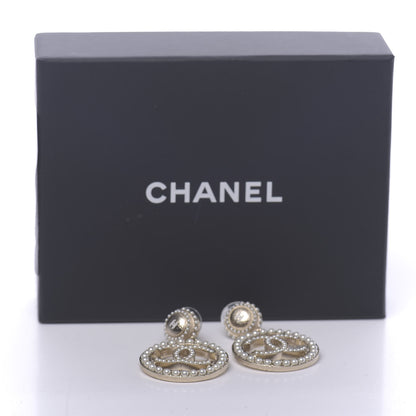 Chanel Pearl CC Drop Earrings Light Gold 5 of 5