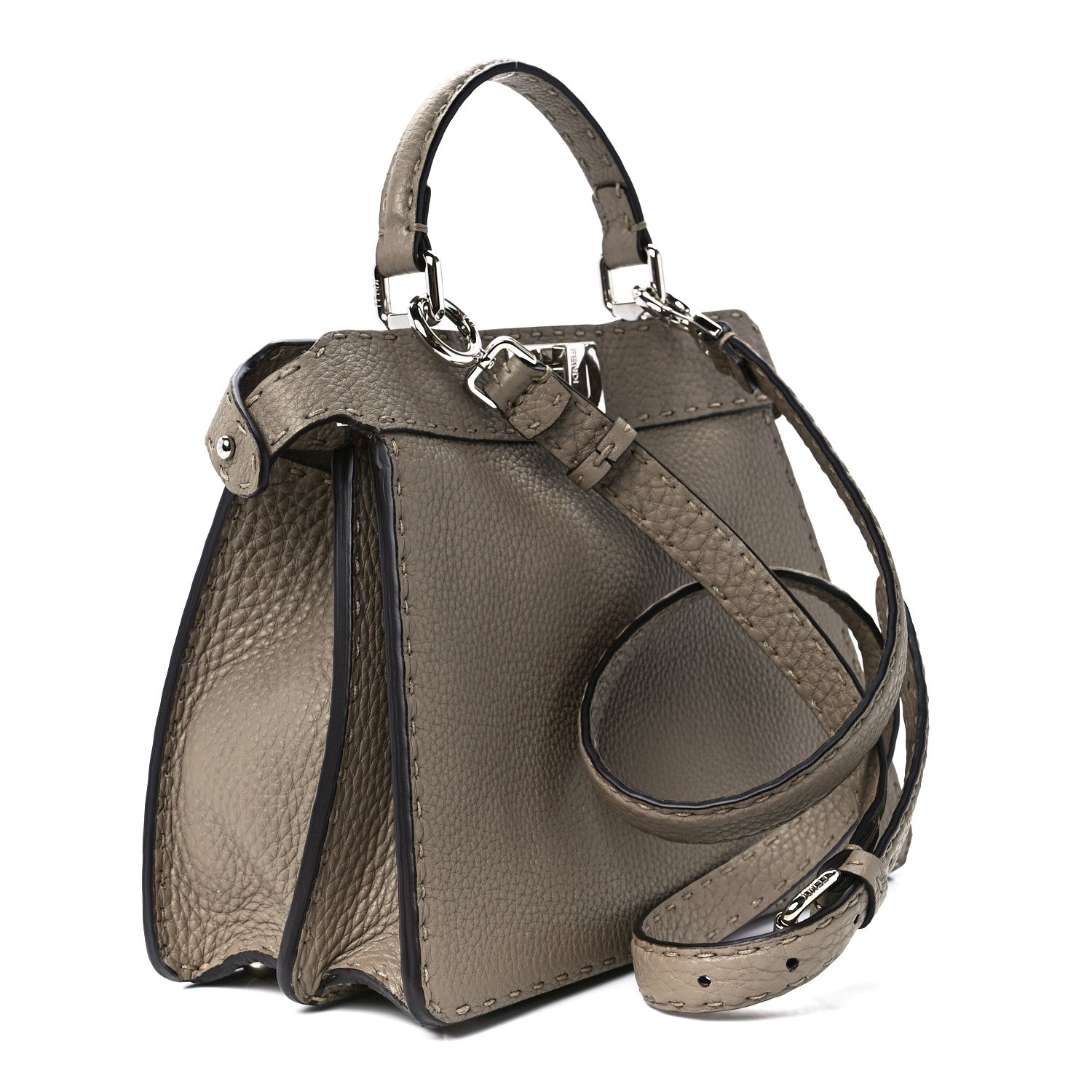 Fendi Cuoio Romano Selleria Chamois Small Peekaboo I SEE U Satchel Corda Camelia Cipria 3 of 11