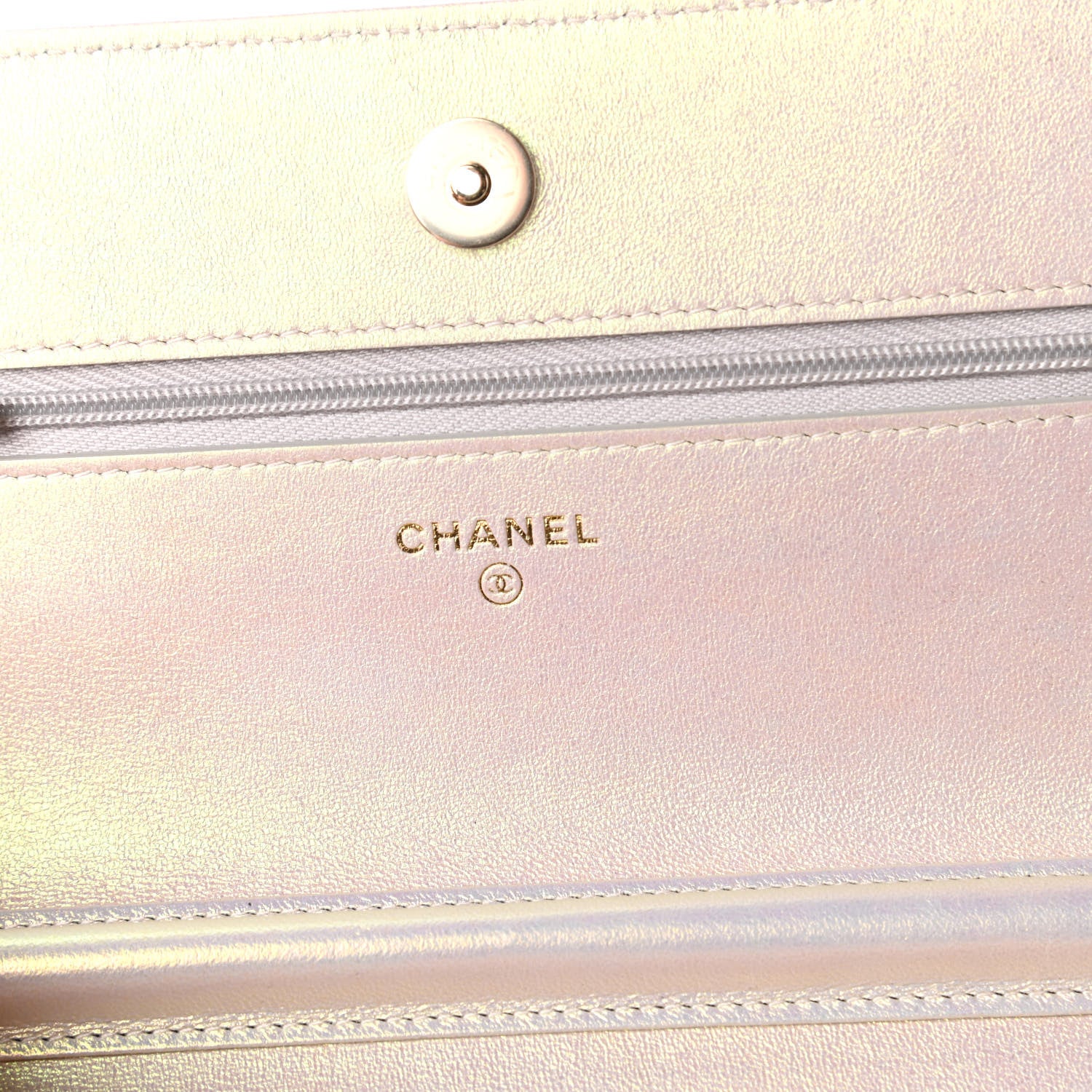 Chanel Iridescent Lambskin Quilted Wallet On Chain WOC Ivory 8 of 12