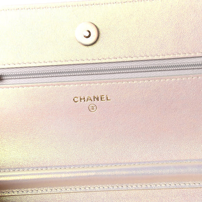 Chanel Iridescent Lambskin Quilted Wallet On Chain WOC Ivory 8 of 12