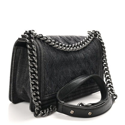Chanel Denim Quilted Medium Boy Flap Black 3 of 10