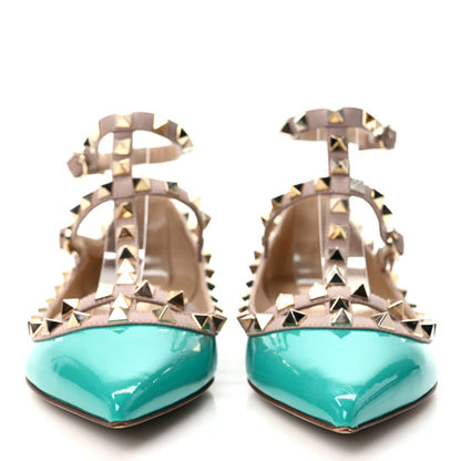 Valentino Garavani Patent Nappa Rockstud Cage Ballerina Flats 36.5 Opaline Green Poudre 2 of 10