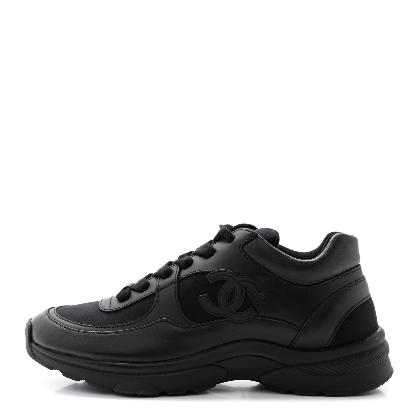 Lambskin Fabric CC Sneakers 36.5 Black