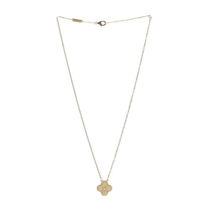 Van Cleef & Arpels 18K Yellow Gold Diamond Yellow Mother of Pearl Vintage Alhambra Pendant Necklace 2 of 7