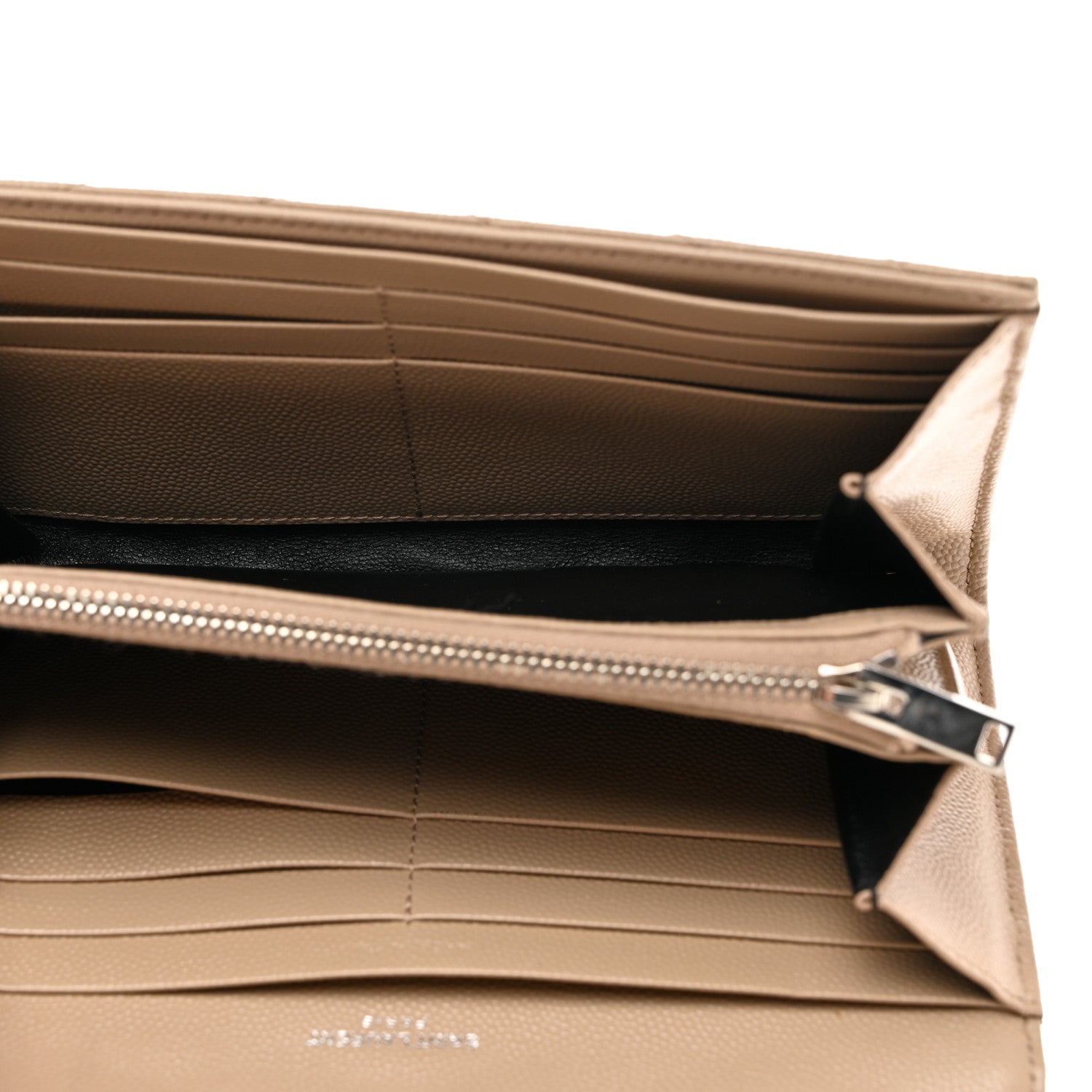 Saint Laurent Grain De Poudre Matelasse Chevron Monogram Flap Wallet Dark Beige 5 of 10