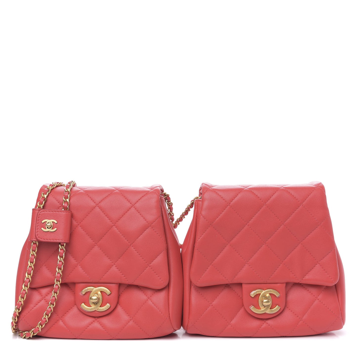 Lambskin Quilted Side-Packs Red