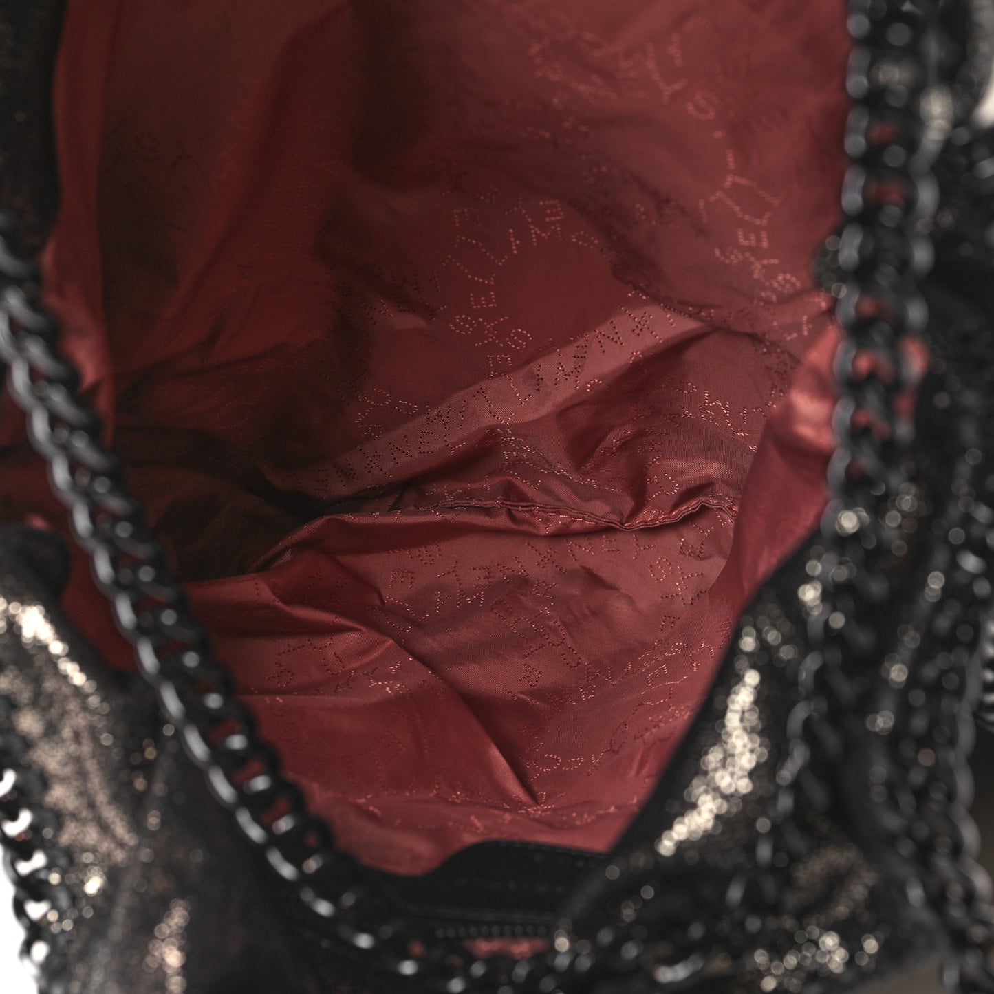 Metallic Shaggy Deer Falabella Fold Over Tote Black