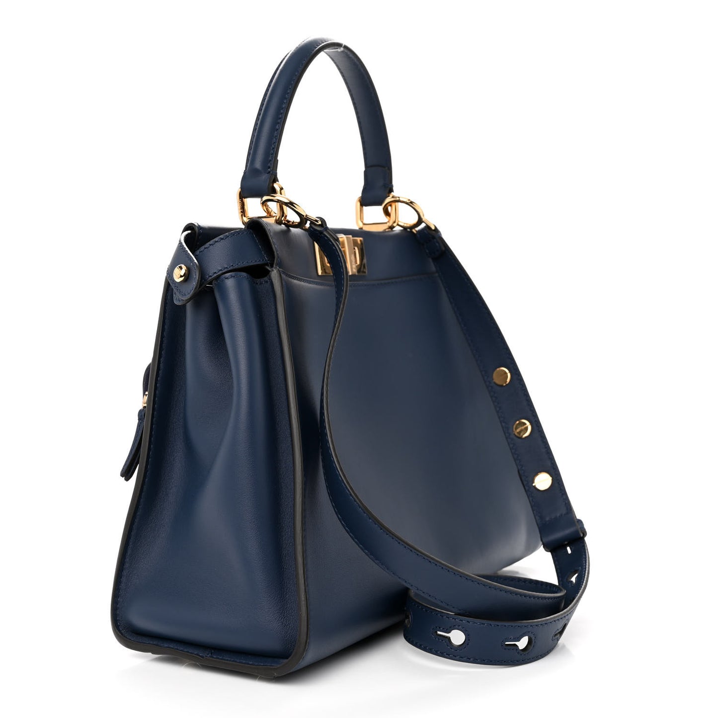 Vitello Seta Shiny Nappa Medium 3 Pocket Peekaboo Iconic Satchel Blueberry