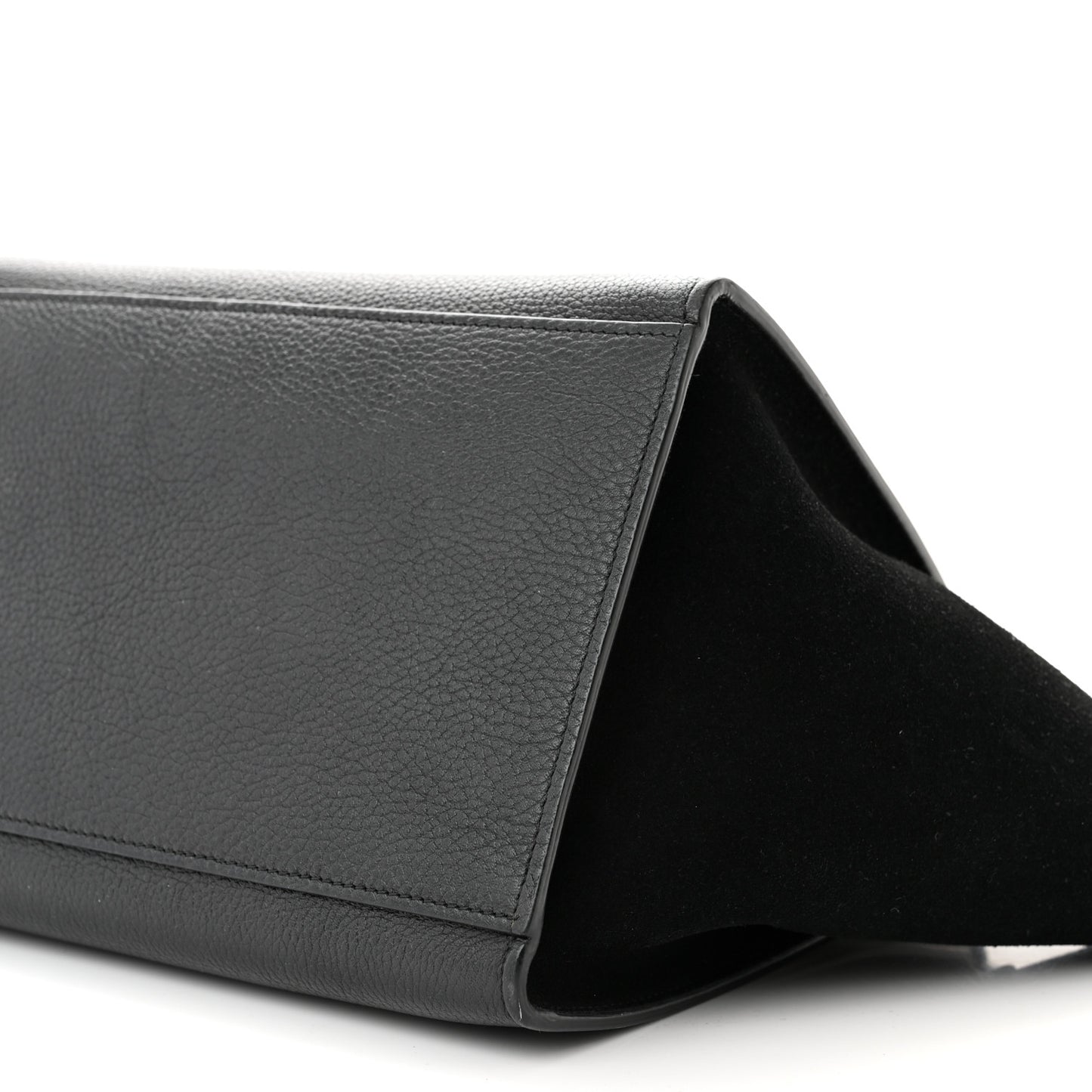 Drummed Calfskin Suede Small Trapeze Black