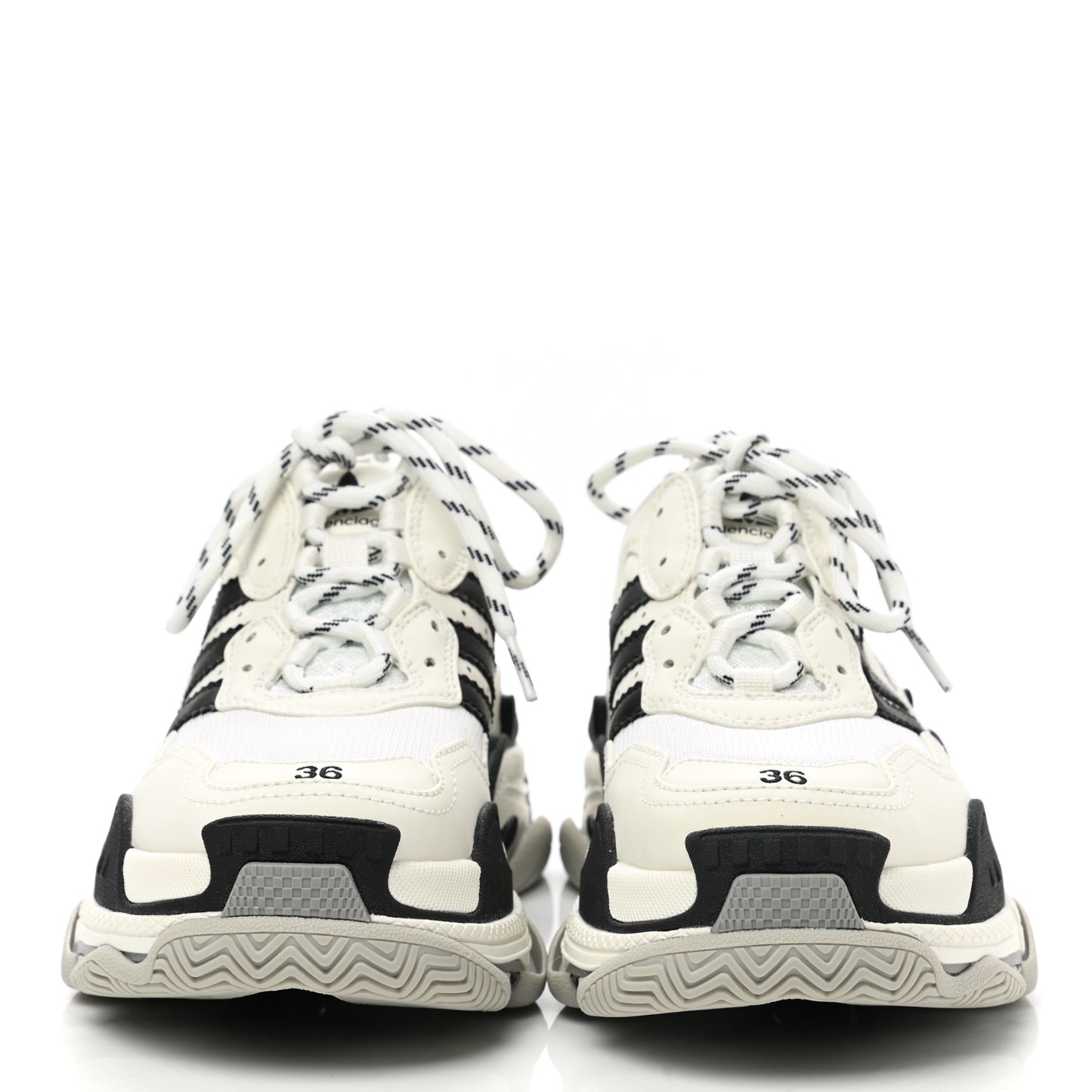 X ADIDAS Fabric Mesh Womens Triple S Sneakers 36 White Black Light Grey Grey
