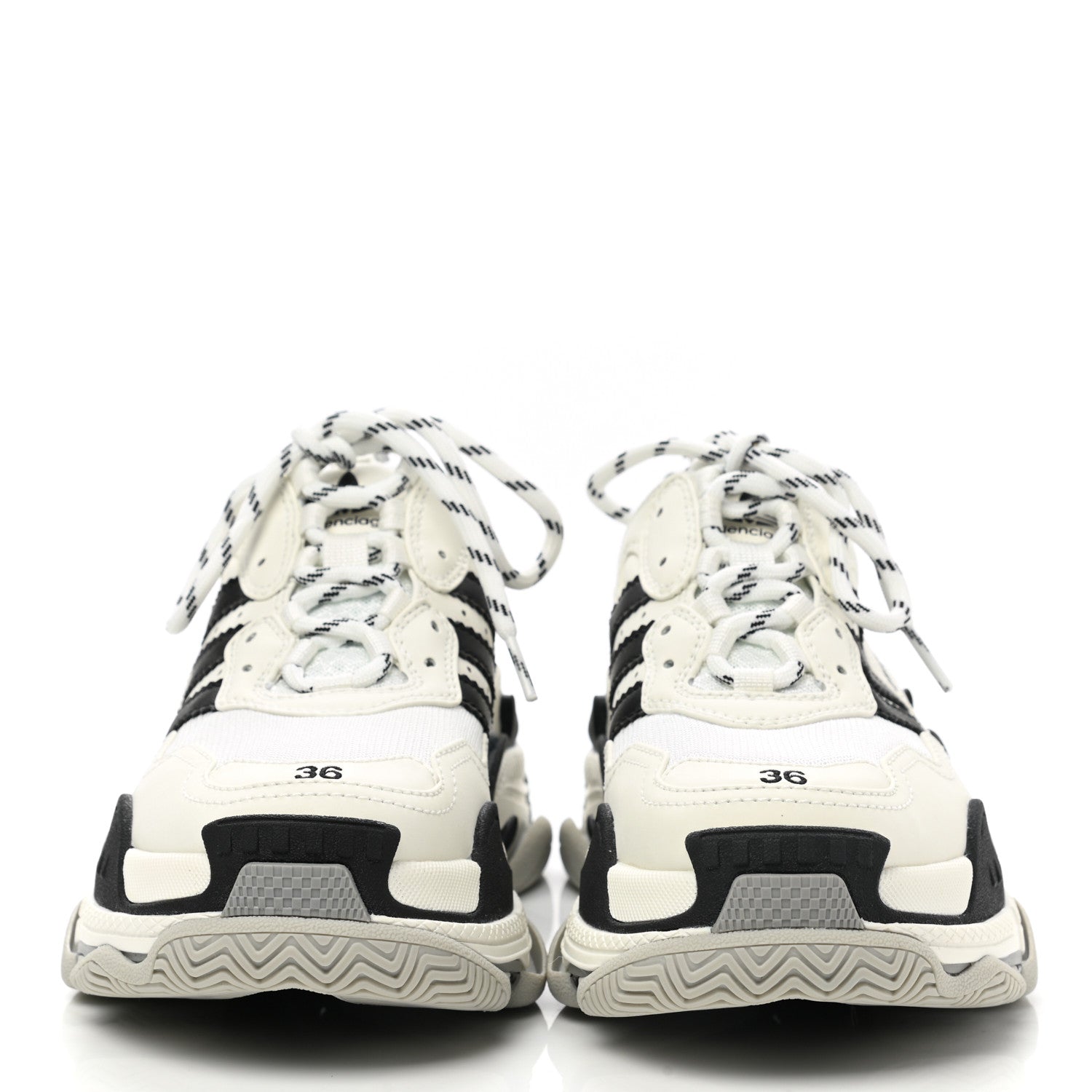 Balenciaga X ADIDAS Fabric Mesh Womens Triple S Sneakers 36 White Black Light Grey Grey 2 of 7