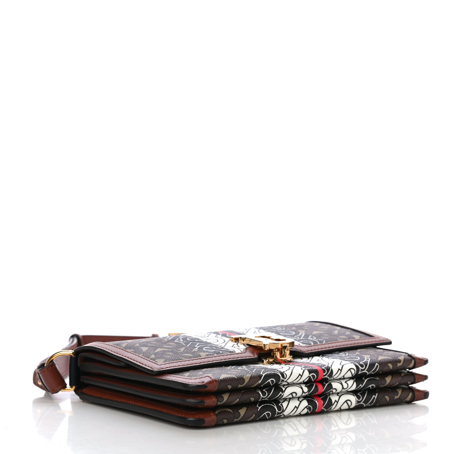 Burberry E-Canvas Monogram Stripe Small TB Bag Bridle Brown 4 of 10
